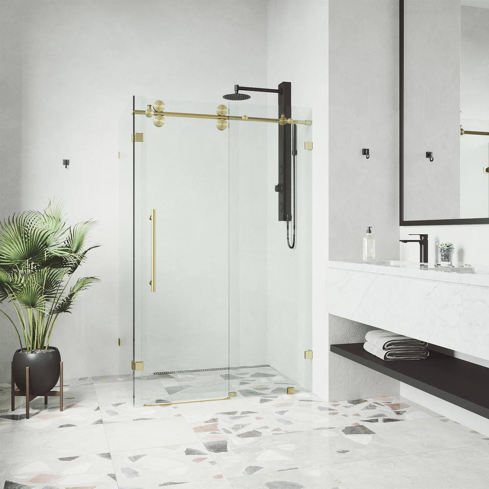 Winslow 46" W x 34" D x 74" H Sliding Frameless Shower Enclosure with 3/8Clear Glass
