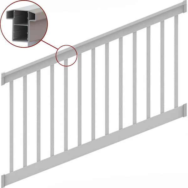 T-Top 96 in. x 36 in. Stair Rail Kit White with Square Balusters 28-38 degrees