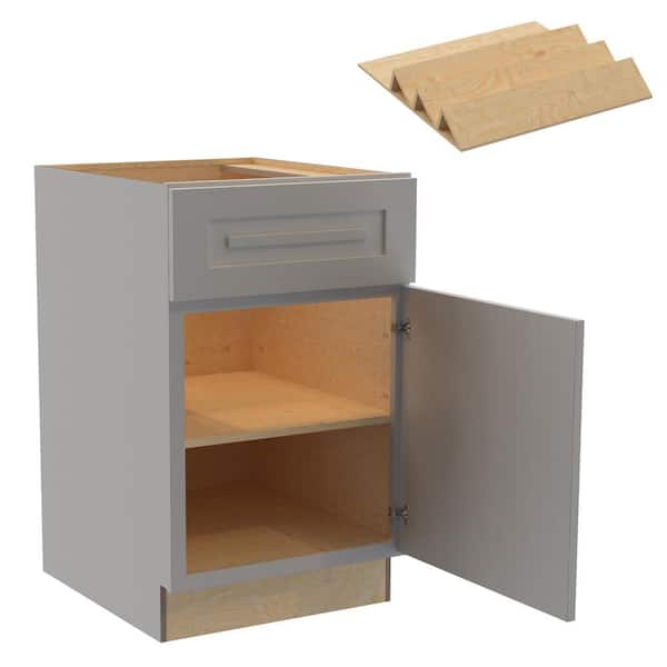 Home Decorators Collection Grayson 21 in. W x 24 in. D x 34.5 in. H Assembled Plywood Base Kitchen Cabinet in Pearl Gray with Spice Soft Close RH