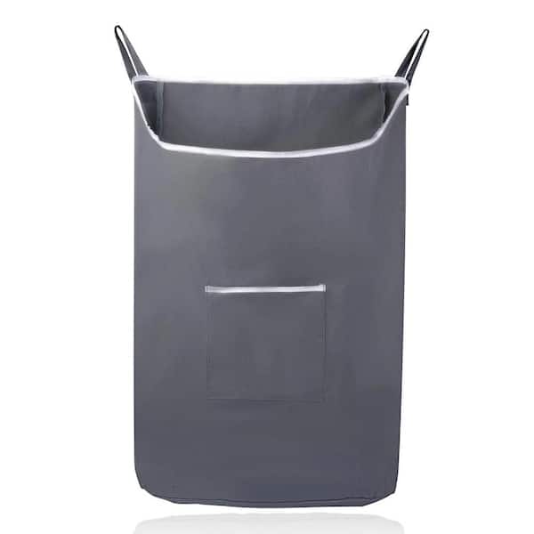 Anqtovp 3.75 in. L x 20 in. W x 31 in. H Rectangular Hanging Laundry Hamper Bath Accessory with Zipper & Over-Door Hooks in Gray