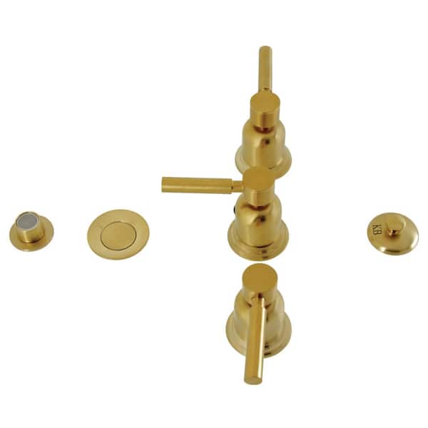 Concord 3-Handle Bidet Faucet with Brass Pop-Up in Brushed Brass