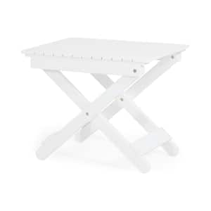 Malibu White Rectangle Wood Folding Outdoor Side Table