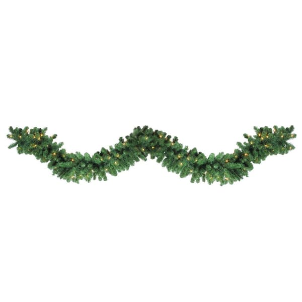 9 ft. x 14 in. Pre-Lit Olympia Pine Artificial Christmas Garland Clear Lights