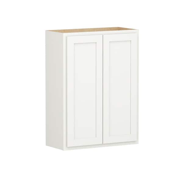 Shaker Partial Overlay 27 in. W x 12 in. D x 30 in. H Plywood Assembled Wall Kitchen Cabinet in Linen White