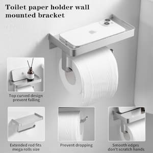 Wall Mount Toilet Paper Holder with Shelf Stainless Steel Paper Roll Holder Tissue Paper Holder in Brushed Nickel