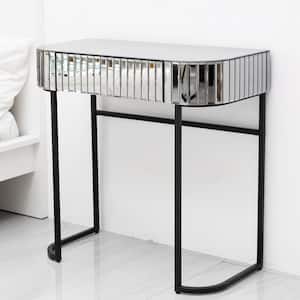 33.46 in. x 15.75 in. x 32.28 in. H Silver Mirrored Dressing Table