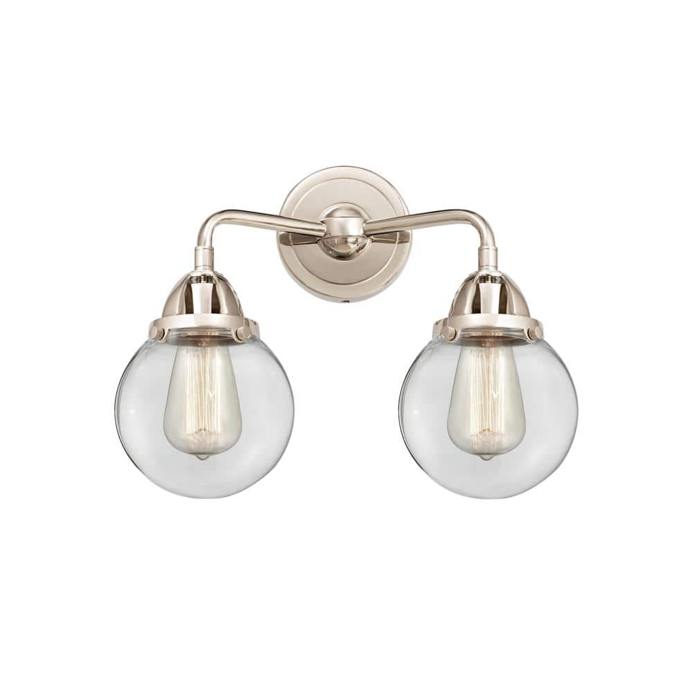 Beacon 14 in. 2 Light Polished Nickel, Clear Vanity Light with Clear Glass Shade price history on PriceWatchPro