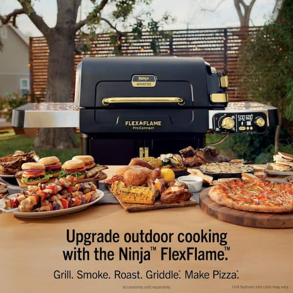 NINJA FlexFlame ProConnect Wi-Fi 3-Burner Propane Grill in Black