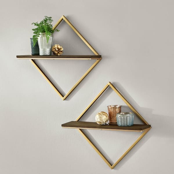 Stylewell 15 In H X W 4 D, Gold Hanging Shelves