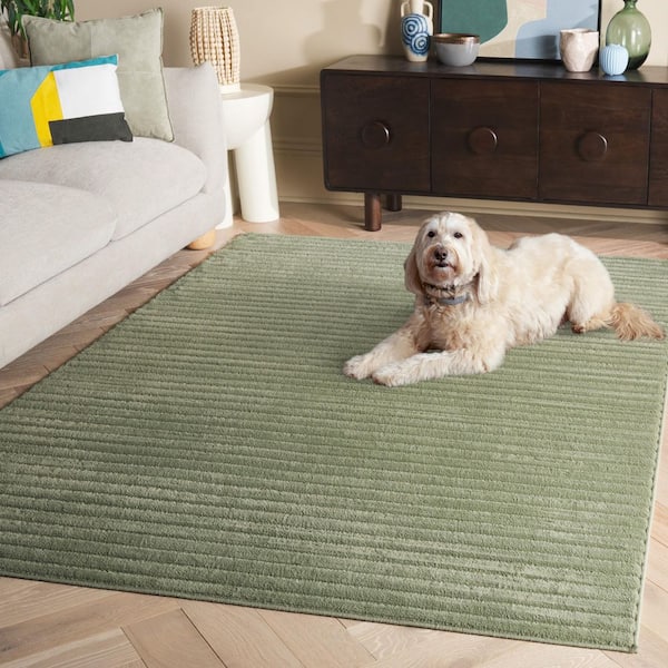 SAFAVIEH Selena 8 ft. x 10 ft. Green Solid Striped Area Rug
