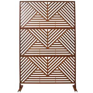 Brown 76 in. Outdoor Steel Garden Fence Privacy Screen