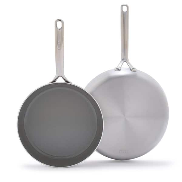 GP5 Stainless 2-Piece Stainless Steel Healthy Ceramic Nonstick 10 in. and 12 in. Frying Pan Set