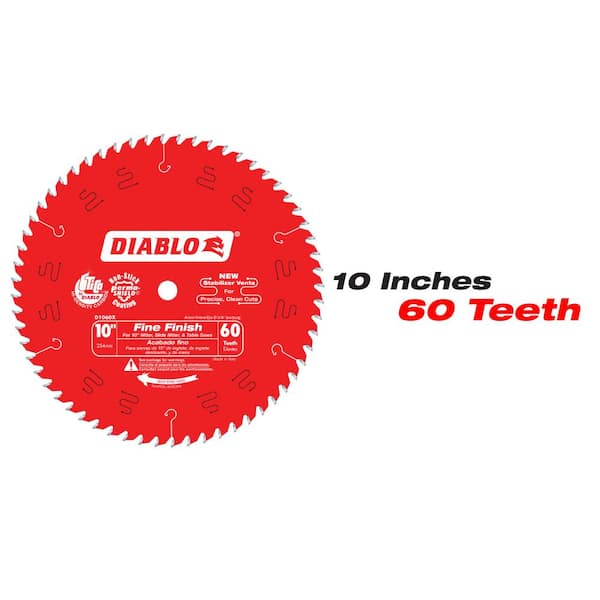 DIABLO 8 in. x 12 Tooth Stacked Dado Saw Blade Set and 10 in. x 60 Tooth Fine Circular Saw Blade 6 Pieces D1060XDD208H2GS The Home Depot