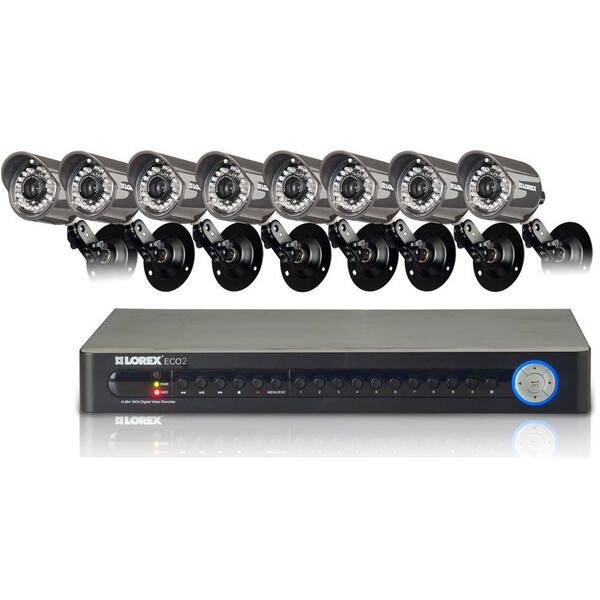 Lorex 16 CH ECO2 DVR with 1 TB Hard Drive Surveillance System with (8) 700 TVL Cameras - DISCONTINUED