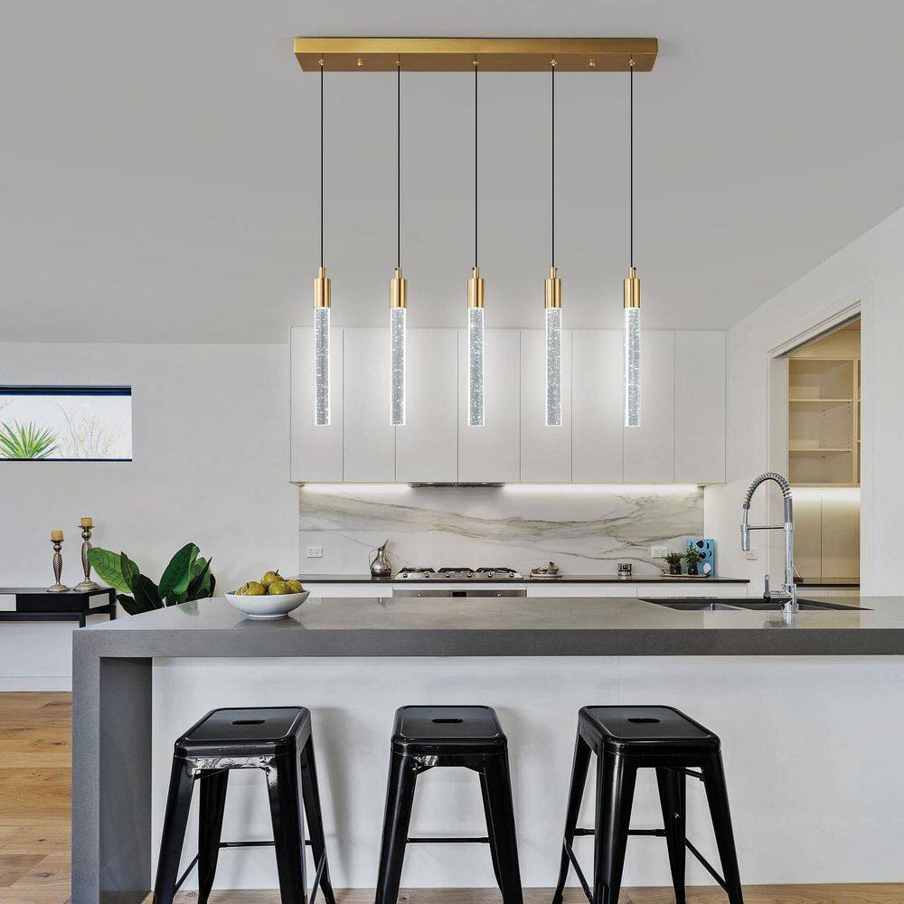 Home Lighting 30-Watt Gold 5-Light Modern Dimmable Integrated LED Mini Crystal Pendant Light For Ktichen Bedroom, 1Pack price history on PriceWatchPro