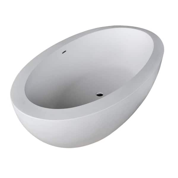 Universal Tubs Aviva Stone 6.3 ft. Artificial Stone Center Drain Oval Bathtub in White