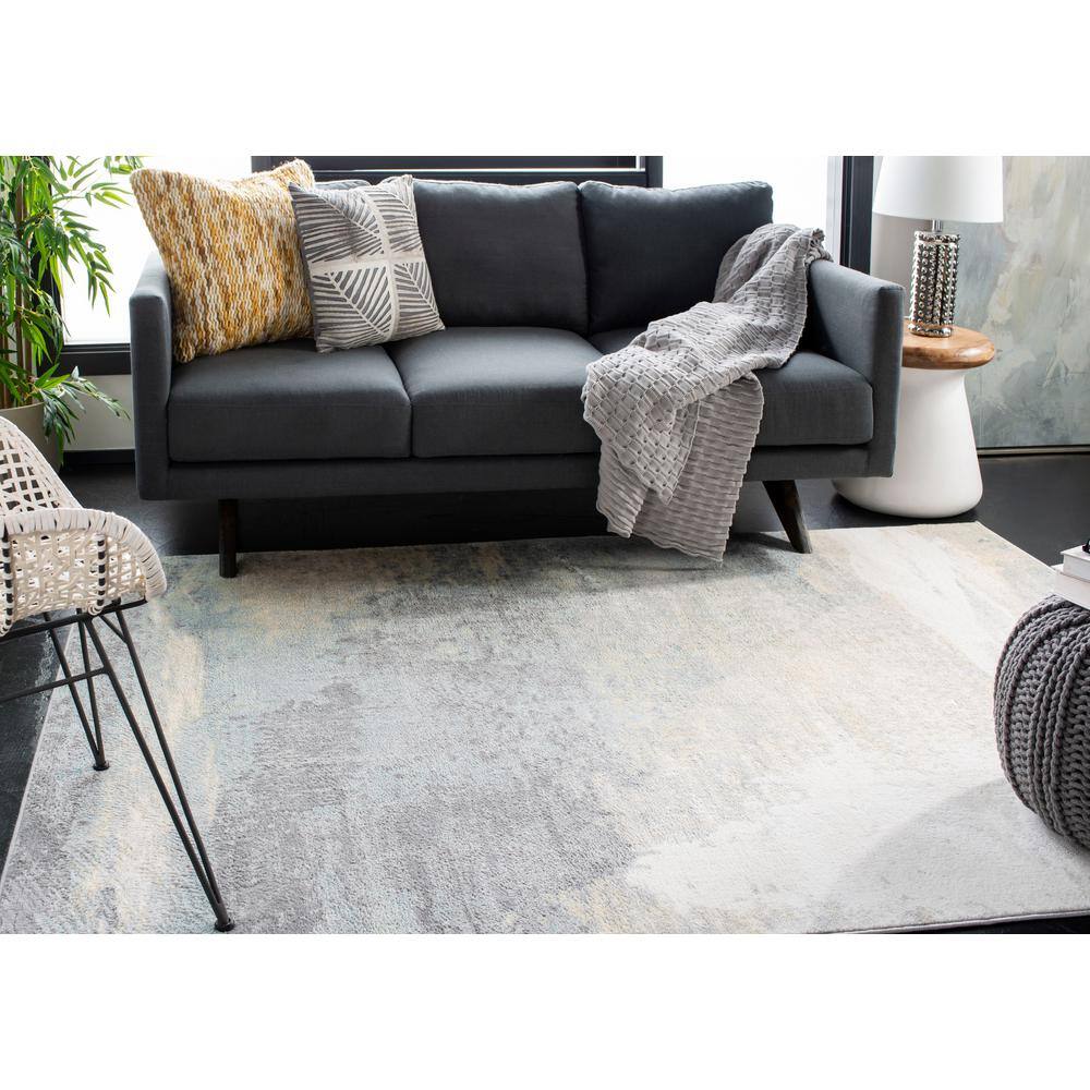 Hand-Knotted Artistic Abstract Gray Round Synthetic Rug