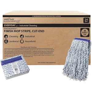 1.25 in. Blue/White, Cut End Finish Mop, Universal Headband Maximum Absorption Finishing Mop (24-Pack)