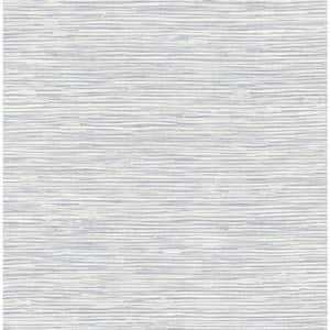56 sq. ft. Dove Grey and Bluestone Southport Faux Grasscloth Prepasted Paper Wallpaper Roll