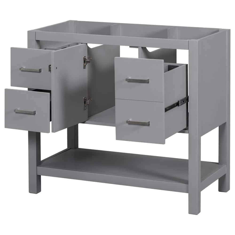 35.4 in. W x 17.8 in. D x 33 in. H Bathroom Gray Linen Cabinet
