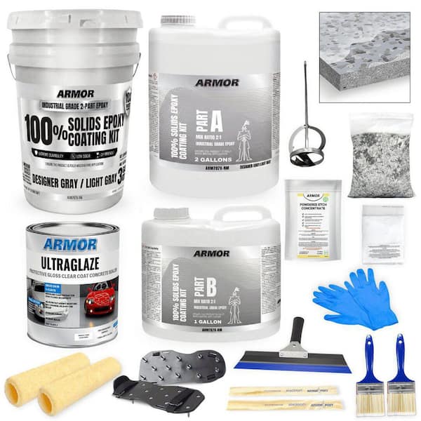 3 gal. Gray Gloss 2-Part 600 sq.ft. Epoxy Kit Interior Industrial Concrete Basement & Garage Epoxy Floor Paint Kit