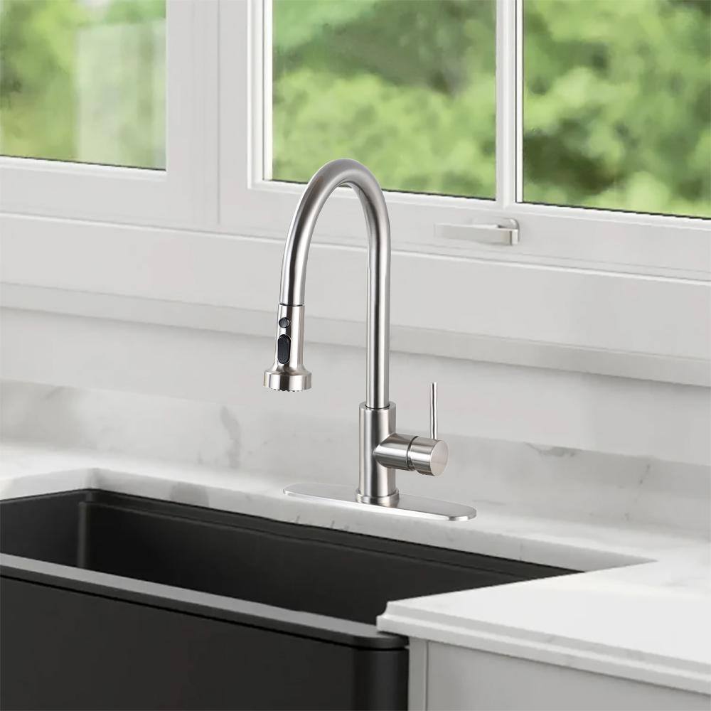 Commercial Brushed Nickel Stainless Steel Pull Down Kitchen Faucet