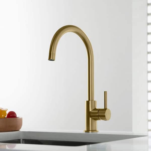 14.75 in. H 1.8 GPM Pull Down Sprayer Kitchen Faucet with 360° Spout Swivel, Soap Dispenser in Brushed Gold