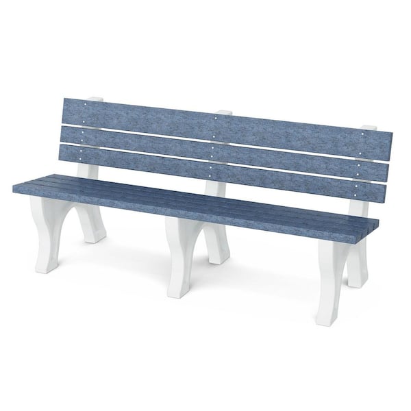 Wildridge Heritage 6 ft. Patriot Blue and White HDPE Plastic Outdoor Park Bench