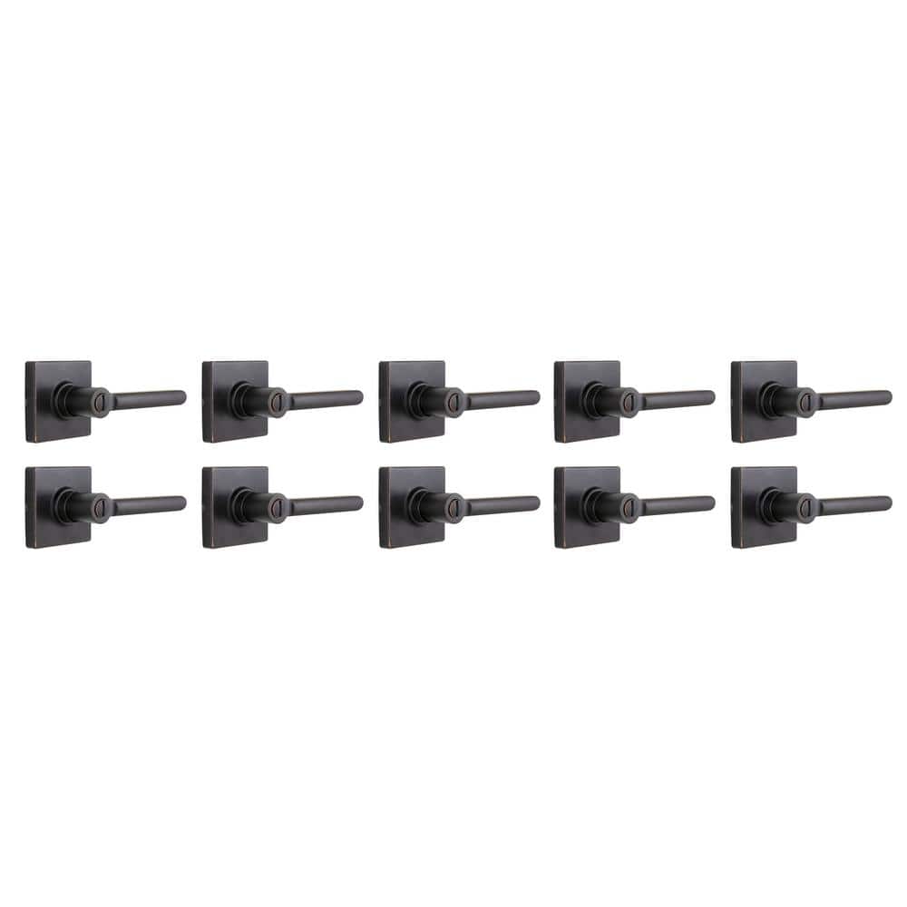 Tonebridge Aged Bronze Bed/Bath Door Lever with Square Rose 10-Pack