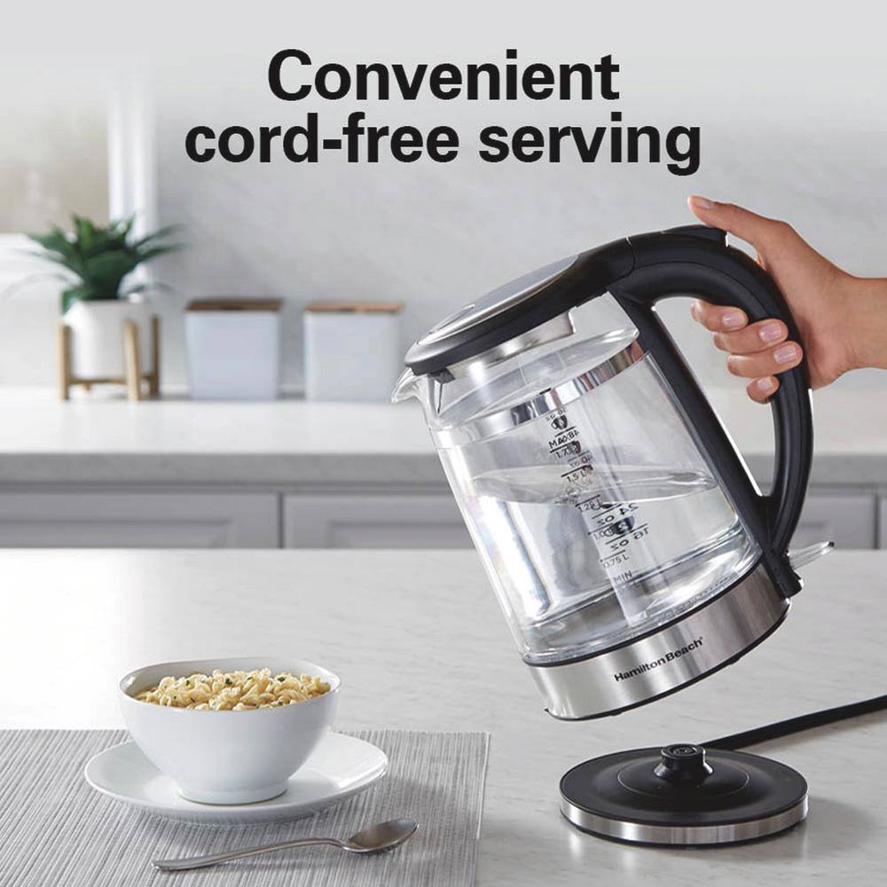 Hamilton Beach 1.7L Black and Stainless Steel Electric Kettle