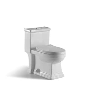 Block 1-piece 1.0 GPF/1.5 GPF High Efficiency Dual Flush Elongated Toilet in White