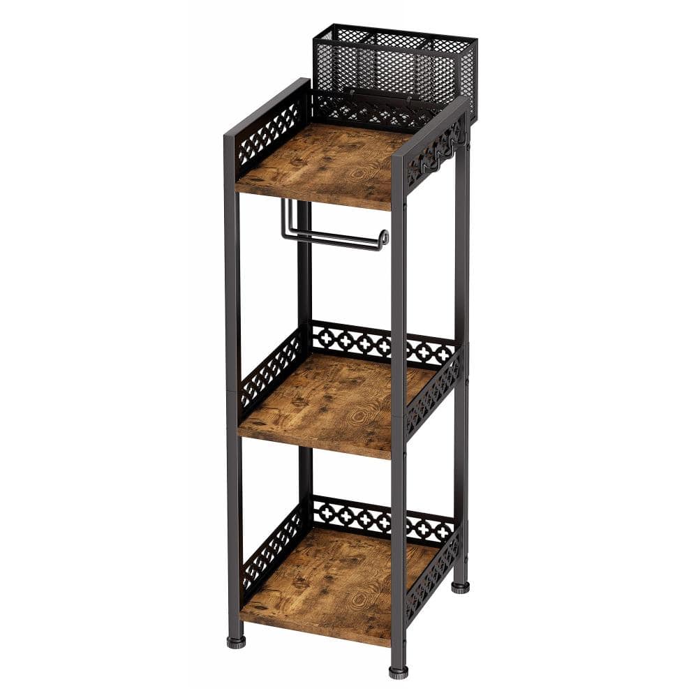 "11.5""D x 15.2""W x 63.2""H Black Metal Freestanding Medicine Cabinets with Toilet Paper Holder" price history on PriceWatchPro