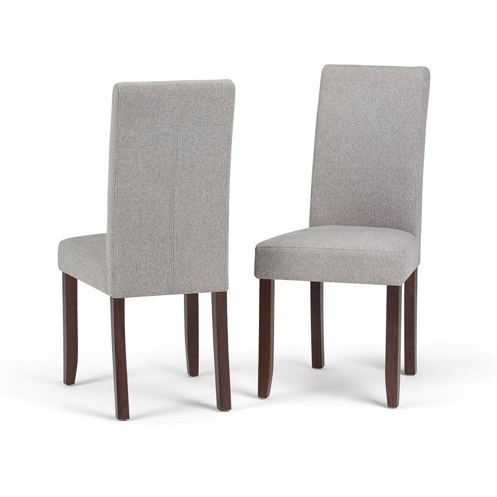 Cloud Grey Linen Upholstered Parsons Side Chair Set