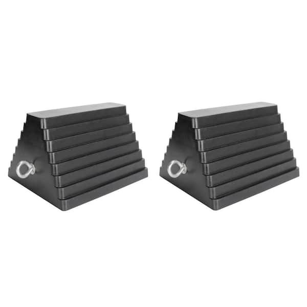 Extreme Max Heavy-Duty Rubber Wheel Chock with Eyebolt - Value 2-Pack