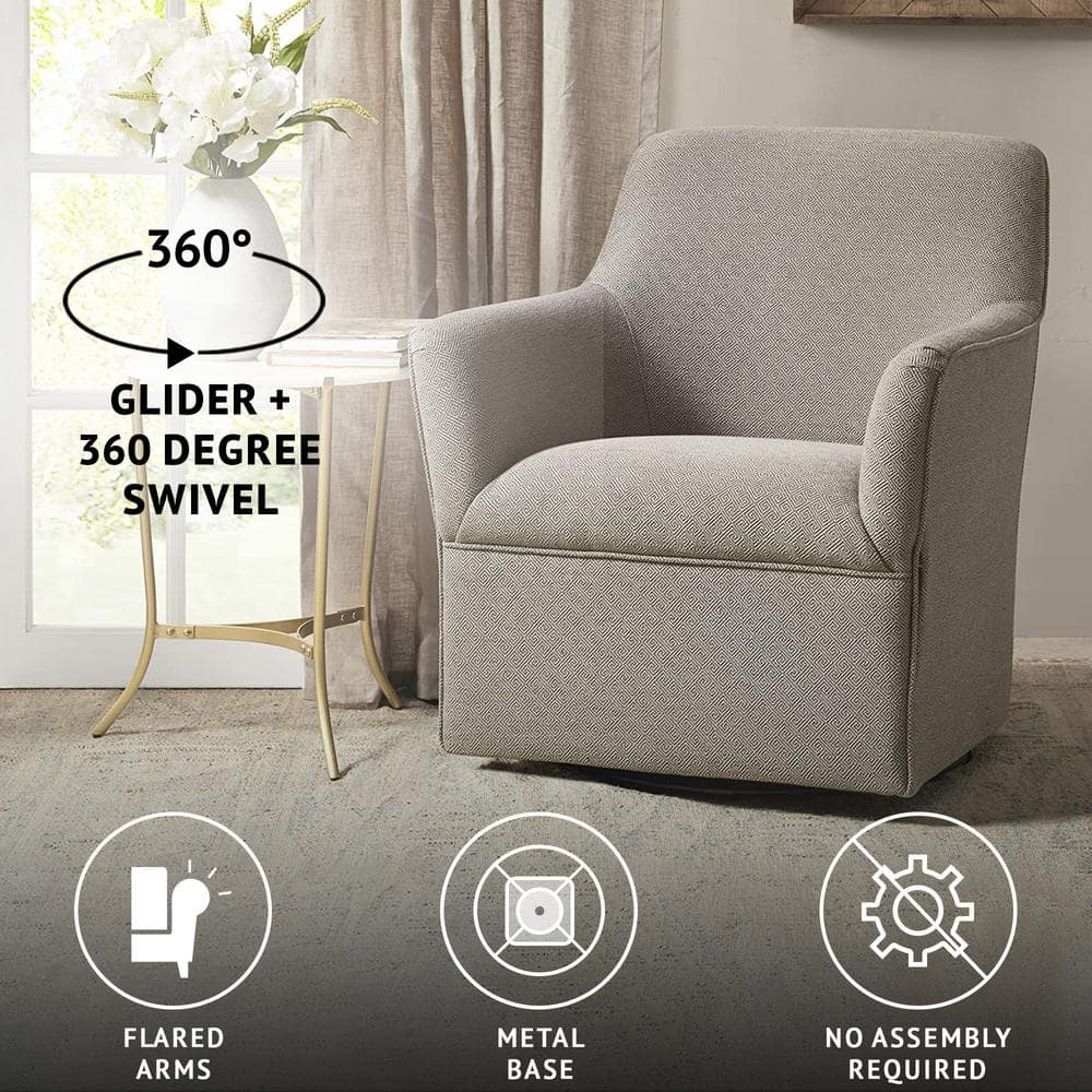 Augustine 29" Grey Taupe Manufactured Wood Swivel Glider Chair