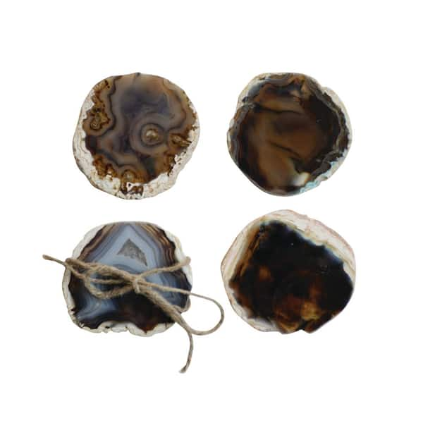 4-Piece Brown Agate Coaster Set