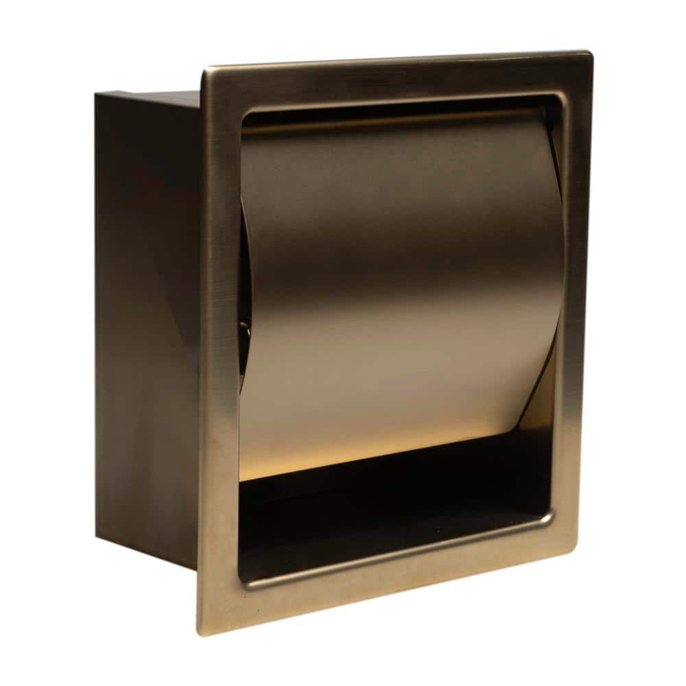 Brushed Gold Stainless Steel Recessed Toilet Paper Holder