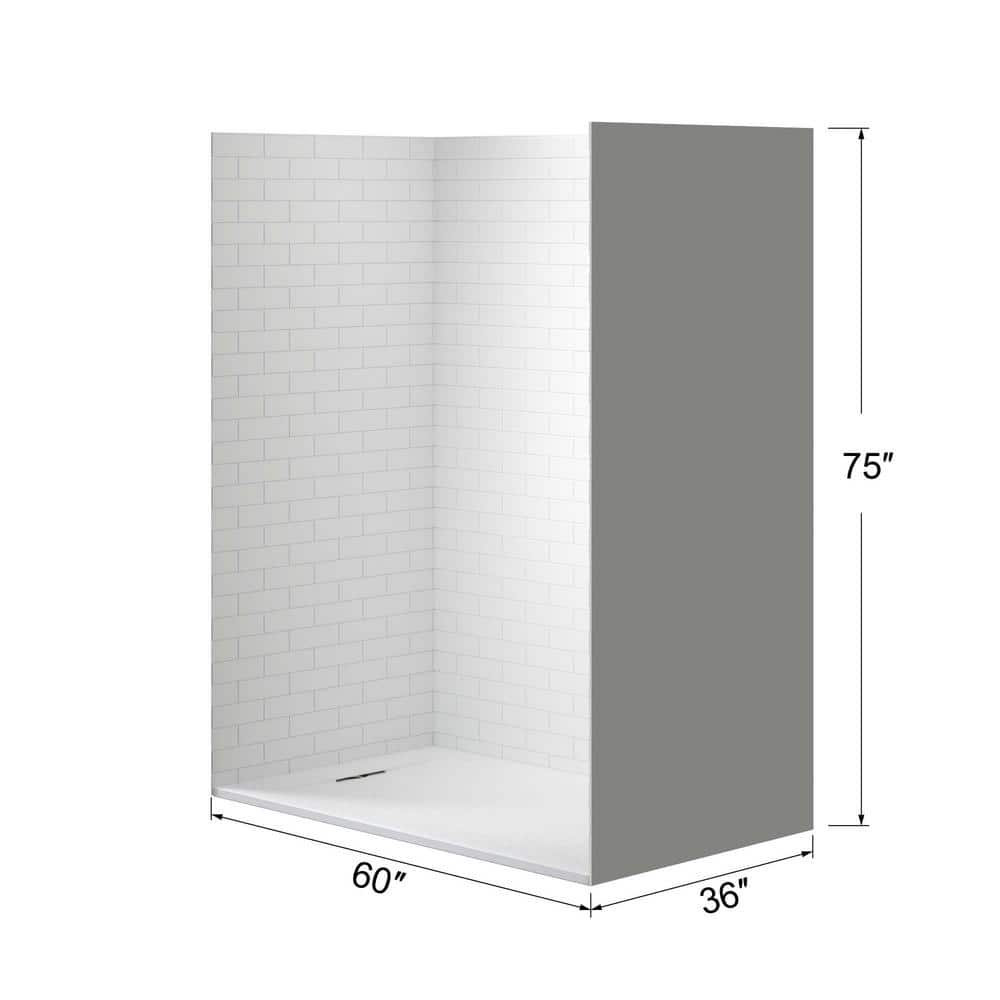 60'' White Smooth Surface Alcove Shower Kit with Brushed Nickel Trim