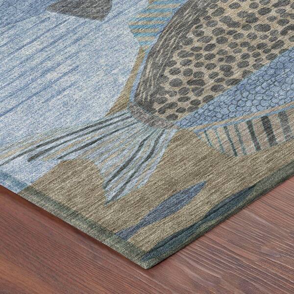 Chantille Machine Washable Indoor/Outdoor Abstract ACN2447 Taupe 8 ft. x 10 ft. Area Rug