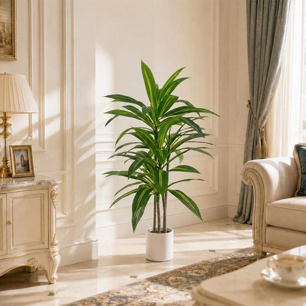 ＊No.265＊☆高級感!!☆ブラックカメオストーン薔薇デザインプレートリング＊ XRAMFY Faux 3.9 ft. Artificial Dracaena Fragrans Tree in Pot for
