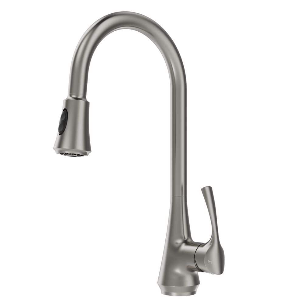 18.3 in. H 1-Handle 2-Spray Pull Down Sprayer Kitchen Faucet Hot and Cold with 360° Swivel in Stainless Steel price history on PriceWatchPro