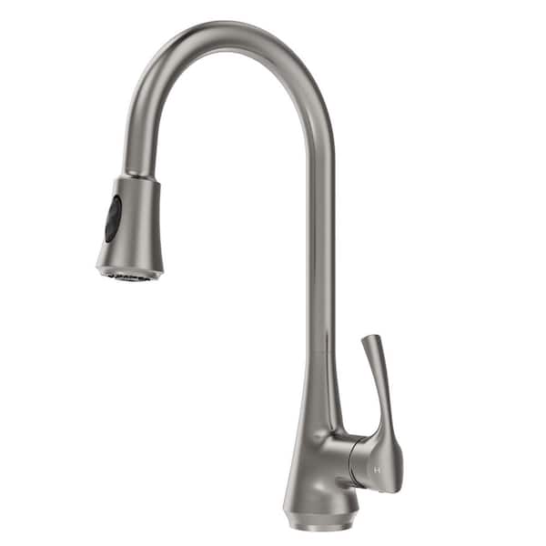 18.3 in. H 1-Handle 2-Spray Pull Down Sprayer Kitchen Faucet Hot and Cold with 360° Swivel in Stainless Steel