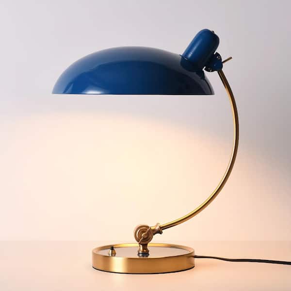 Zompoo Modern 16.9 in. 1-Light Blue Gooseneck Standard Table Lamp