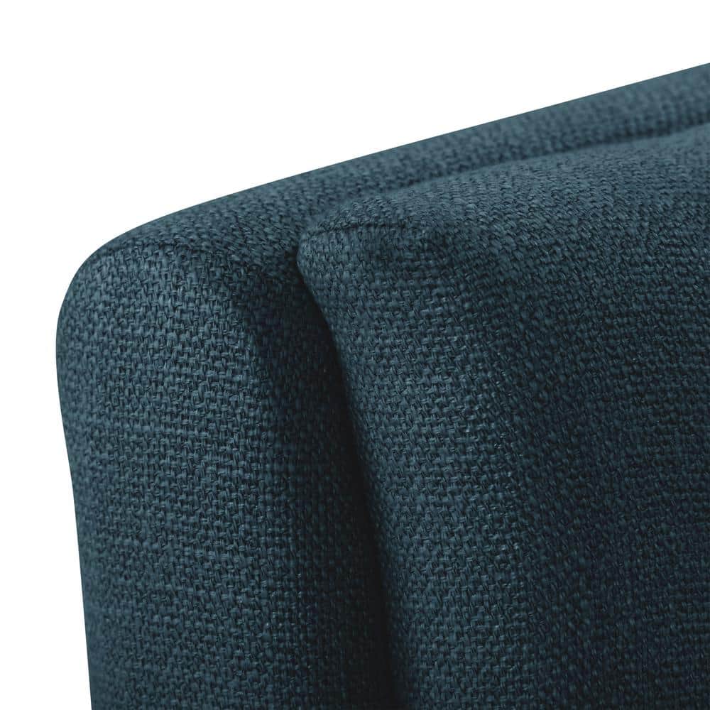 Navy Blue Tufted Counter Height Barstools with Dark Brown Rubberwood Legs - Set of 2