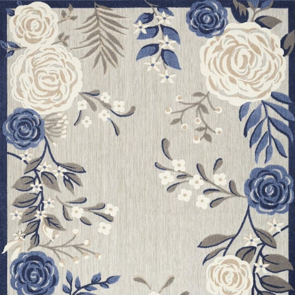 Blue, Gray 5 ft. x 8 ft. Woven Polypropylene Rectangle Indoor/Outdoor Area Rug