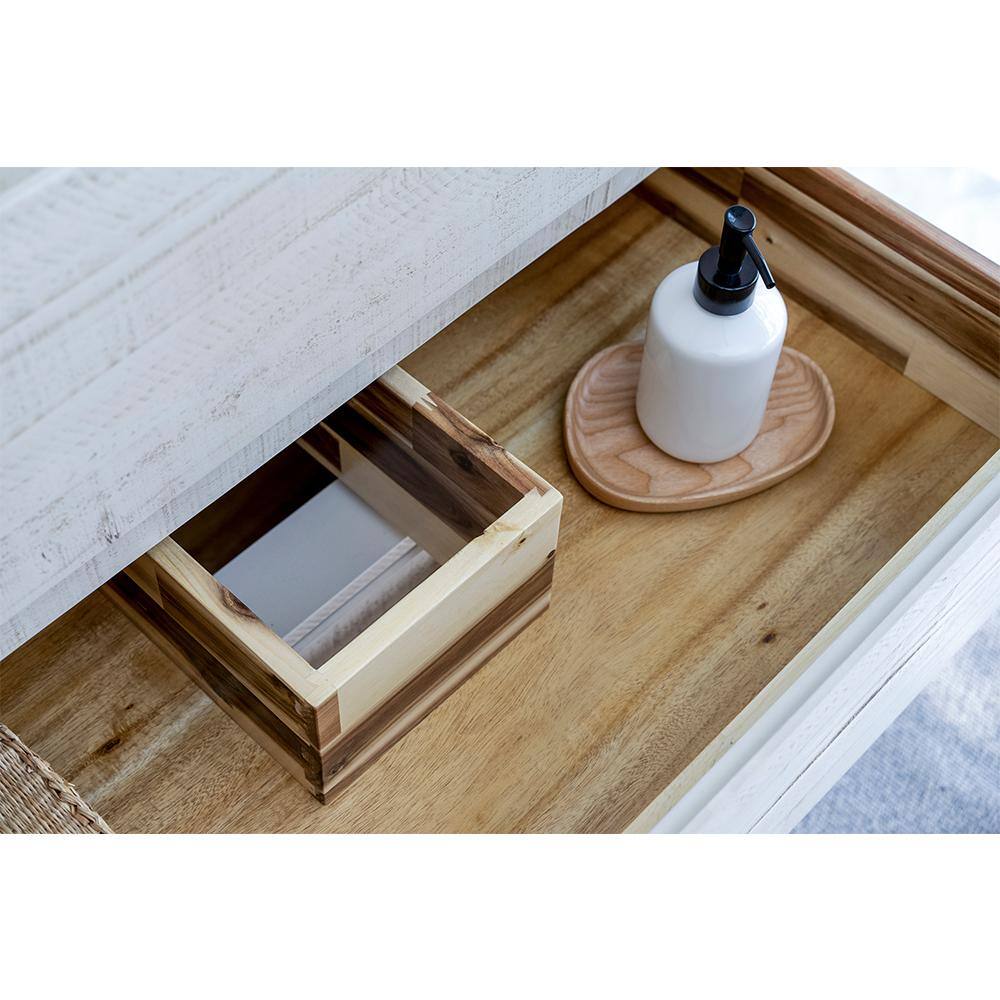 Rustic White 72'' Double Wall-Mount Vanity with Quartz Top