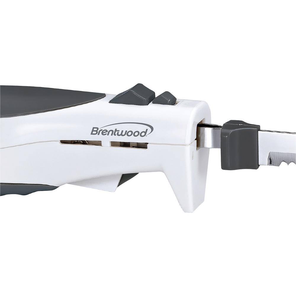 Brentwood 7-Inch White Electric Carving Knife with Stainless Steel Blades