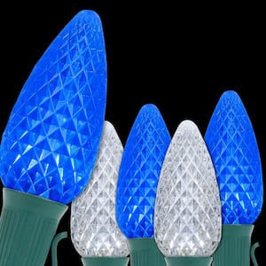 OptiCore 49 ft. 50-Light LED Blue and Cool White Faceted C9 String Light Set
