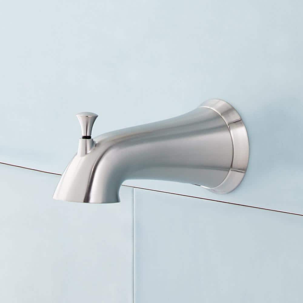 Brushed Nickel Wall-Mounted Tub Spout with Diverter