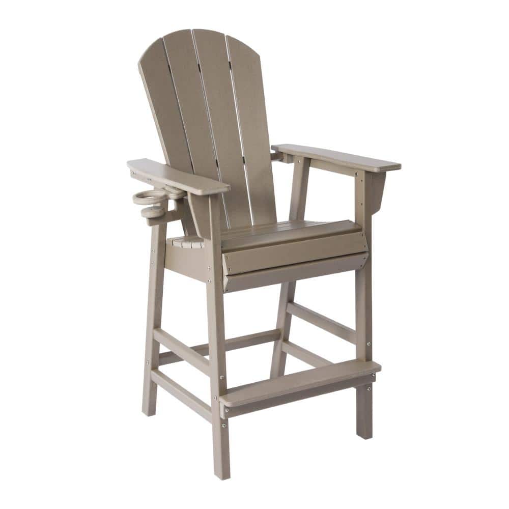 Laguna Fade Resistant Outdoor Patio HDPE Adirondack Bar Height Dinning Chair with Cup Holder, Weathered Wood price history on PriceWatchPro